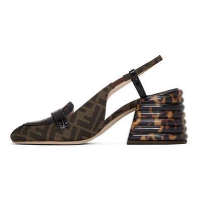 Shop Fendi Black & Brown 'forever ' Slingback Heels In F0xll Black