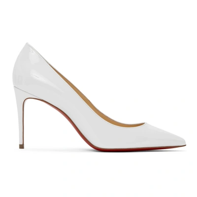 Shop Christian Louboutin White Patent Kate 85 Heels In W222 Bianco