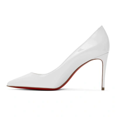 Shop Christian Louboutin White Patent Kate 85 Heels In W222 Bianco