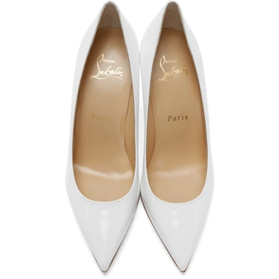 Shop Christian Louboutin White Patent Kate 85 Heels In W222 Bianco