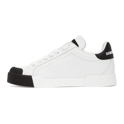 Shop Dolce & Gabbana White & Black Portofino Sneakers In 89697 Black