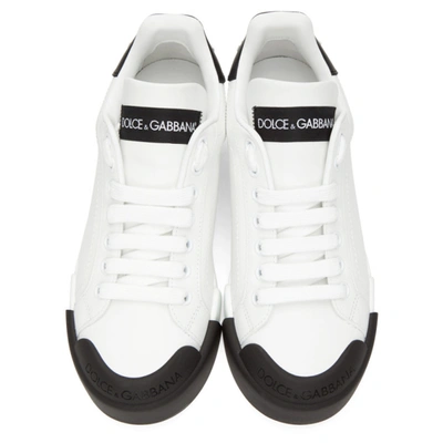 Shop Dolce & Gabbana White & Black Portofino Sneakers In 89697 Black