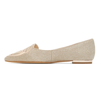 Shop Sophia Webster Silver Glitter Butterfly Ballerina Flats In Champagne