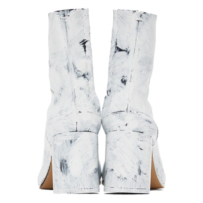 Shop Maison Margiela Black & White Painted Tabi Heel Boots In H1532 Blk/w