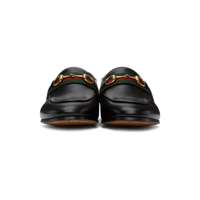 Shop Gucci Black Leather Brixton Loafers In 1060 Black/