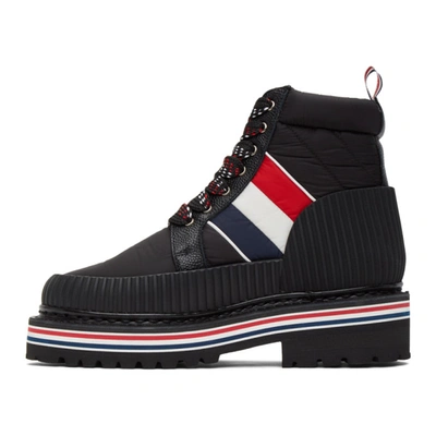 Shop Thom Browne Black Tricolor Stripe Boots In 001 Black