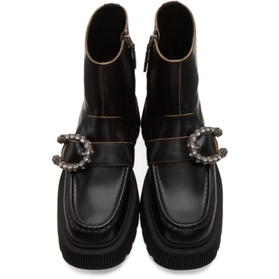 Shop Gucci Black Tiger Head Buckle Boots In 1000 Black