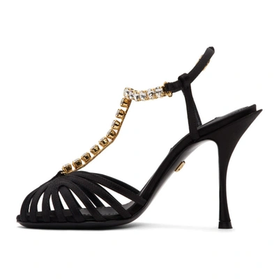 Shop Dolce & Gabbana Dolce And Gabbana Black Crystal Strap Heeled Sandals In 80999 Black