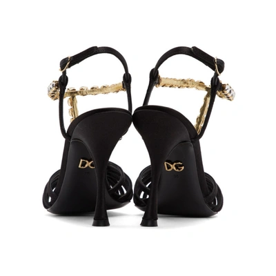 Shop Dolce & Gabbana Dolce And Gabbana Black Crystal Strap Heeled Sandals In 80999 Black