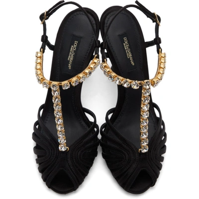 Shop Dolce & Gabbana Dolce And Gabbana Black Crystal Strap Heeled Sandals In 80999 Black