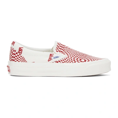 Shop Vans Red & White Check Og Classic Slip-on Lx Sneakers In Optical Che
