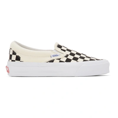 Shop Vans Black & Off-white Checkerboard Og Classic Slip-on Lx Sneakers