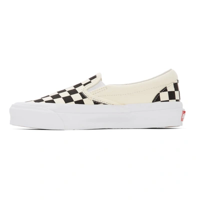 Shop Vans Black & Off-white Checkerboard Og Classic Slip-on Lx Sneakers