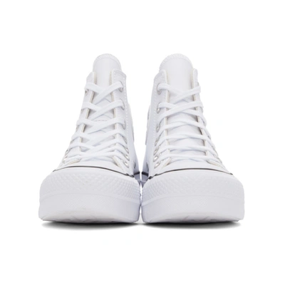 Shop Converse White Leather Chuck Taylor All Star Lift High Sneakers In White/black