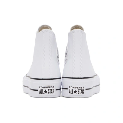 Shop Converse White Leather Chuck Taylor All Star Lift High Sneakers In White/black