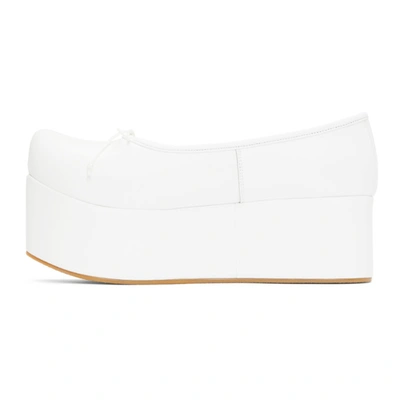 Flat Apartment White Pointed Toe Platform Ballerina Flats In White