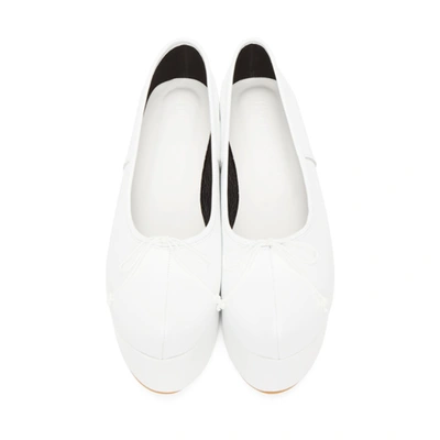 Flat Apartment White Pointed Toe Platform Ballerina Flats In White