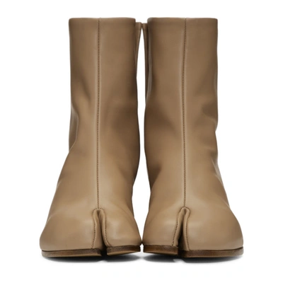 Shop Maison Margiela Beige Mid Heel Tabi Boots In T9004 Champ