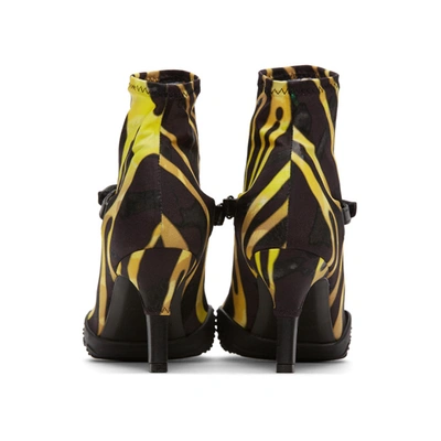 Shop Marine Serre Black & Yellow Jersey Sock Ankle Heel Boots In 02 Amphibia
