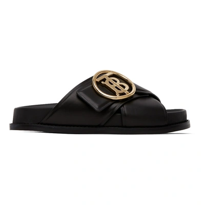 Shop Burberry Black Monogram Sandals