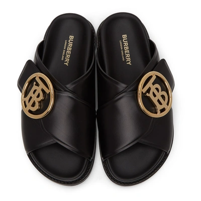 Shop Burberry Black Monogram Sandals