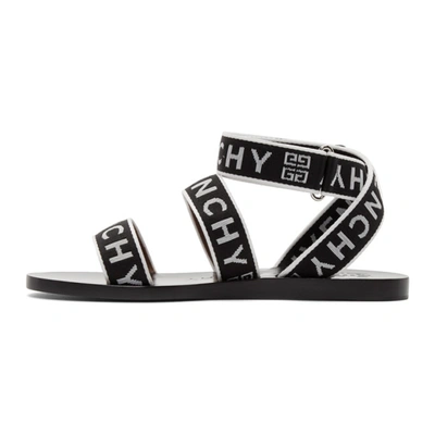 Shop Givenchy Black & White Logo Strap Sandals In 004 Blk/wh