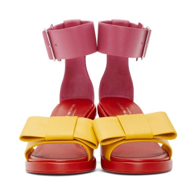 Shop Comme Des Garçons Red & Pink Bow Heeled Sandals In Multi A