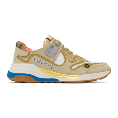 Shop Gucci Gold Sparkling Ultrapace Sneakers In 8060 Gold
