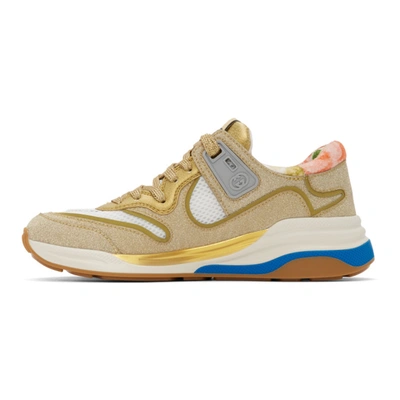 Shop Gucci Gold Sparkling Ultrapace Sneakers In 8060 Gold