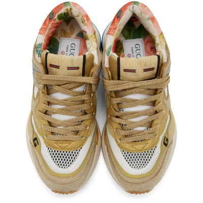 Shop Gucci Gold Sparkling Ultrapace Sneakers In 8060 Gold