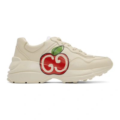 Shop Gucci Off-white Gg Apple Rhyton Sneakers In 9522 Ivory