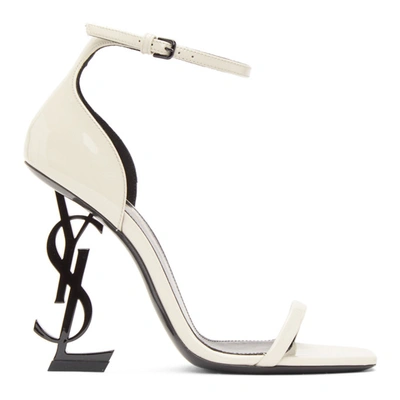 Shop Saint Laurent White Patent Opyum 110 Sandals In 1607 Latte