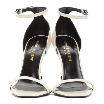 Shop Saint Laurent White Patent Opyum 110 Sandals In 1607 Latte