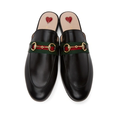 Shop Gucci Black Leather Princetown Slippers In 1060 Black