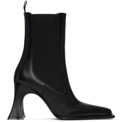 Shop Acne Studios Black Leather Heeled Boots