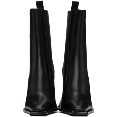 Shop Acne Studios Black Leather Heeled Boots