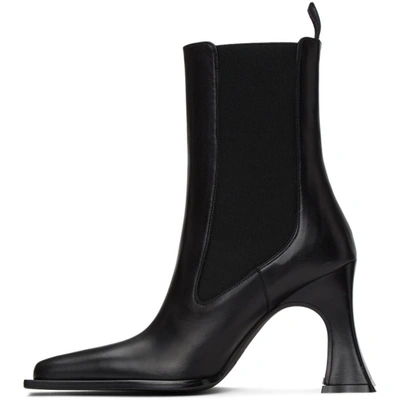 Shop Acne Studios Black Leather Heeled Boots