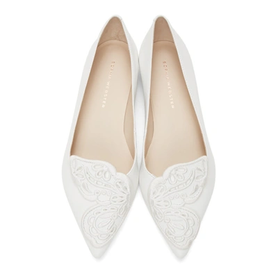 Shop Sophia Webster White Bibi Butterfly Flats