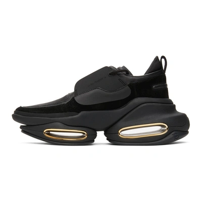 Shop Balmain Black Suede B-bold Sneakers In 0pa Black