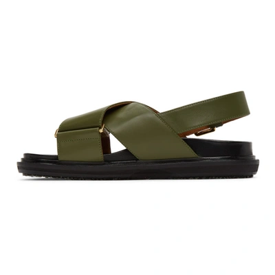Shop Marni Khaki Fussbett Sandals In 00v69 Dk Ol
