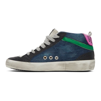 Shop Golden Goose Blue Denim Mid Star Sneakers