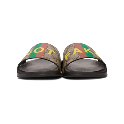 Shop Gucci Men's Fake/Not Print Pursuit GG Supreme Slide Sandals