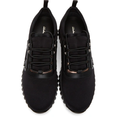 Shop Ferragamo Salvatore  Black Wavy Sole Rebekka Sneakers In Nero