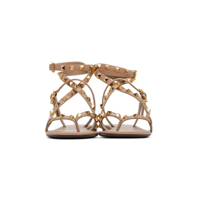 Shop Valentino Pink  Garavani Rockstud Flair Thong Sandals In Gf9 Rose Ca