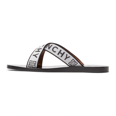 Shop Givenchy Black & White Logo Cross Sandals In 116 Wh/blk