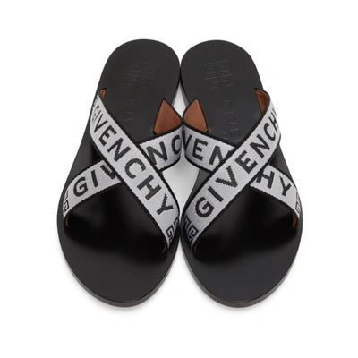 Shop Givenchy Black & White Logo Cross Sandals In 116 Wh/blk