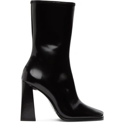 Shop By Far Black Semi-patent Linda Heeled Boots In Bl Black