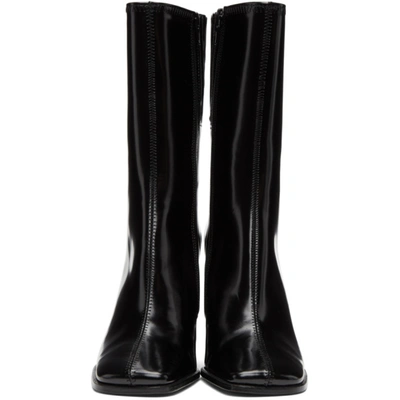 Shop By Far Black Semi-patent Linda Heeled Boots In Bl Black
