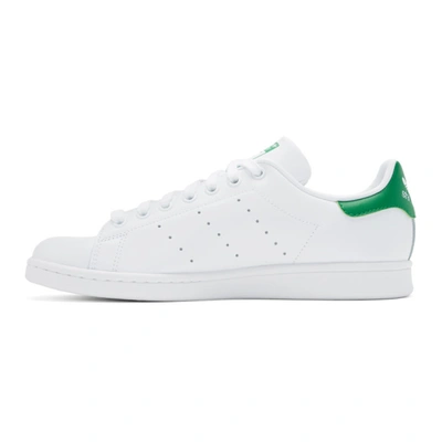 Shop Adidas Originals White & Green Stan Smith Sneakers In White/green