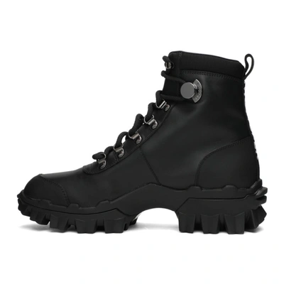 Shop Moncler Black Leather Helis Boots In 999 Black